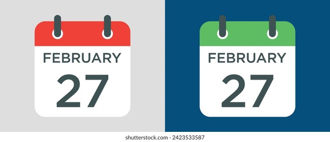 calendar - February 27 icon illustration isolated vector sign symbol