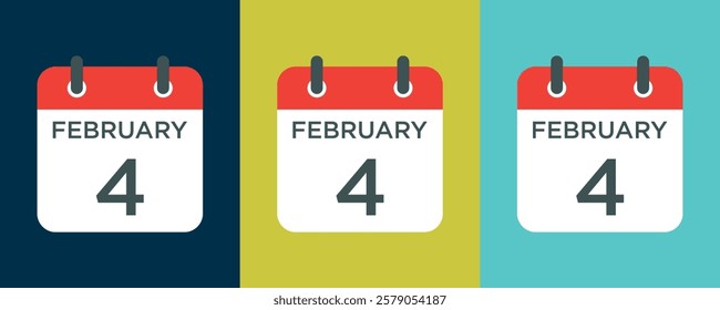 calendar - February 4 icon illustration isolated vector sign symbol