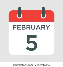 calendar - February 5 icon illustration isolated vector sign symbol