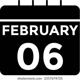 calendar - February 6 icon illustration isolated vector sign symbol