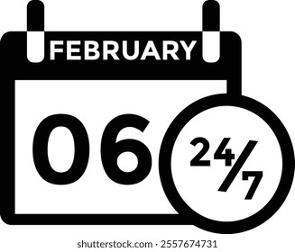 calendar - February 6 icon illustration isolated vector sign symbol