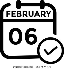 calendar - February 6 icon illustration isolated vector sign symbol