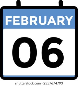 calendar - February 6 icon illustration isolated vector sign symbol
