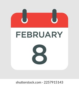 calendar - February 8 icon illustration isolated vector sign symbol
