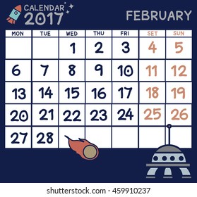calendar February, illustration and vector
