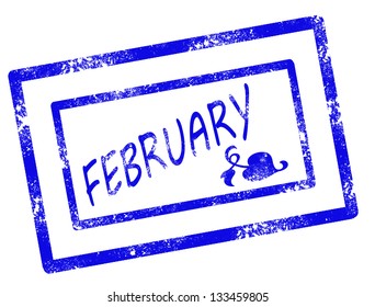 calendar february stamp on withe background vector illustration