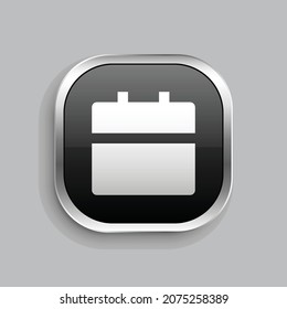 calendar fill icon design. Glossy Button style rounded rectangle isolated on gray background. Vector illustration