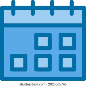 Calendar Filled Blue Vector Icon Design
