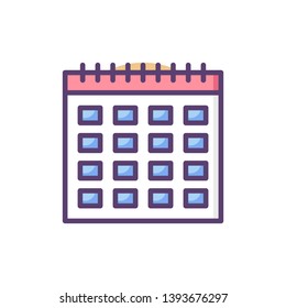 Calendar filled color vector icon
