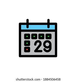 Calendar filled line Icon. calendar and date vector illustration on white background