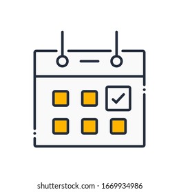 Vektorillustration des mit Kalender gefüllten Skizzenzeichens