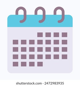 Calendar Filled Style, Vector Calendar. Flat Style Isolated Vector Icon. 