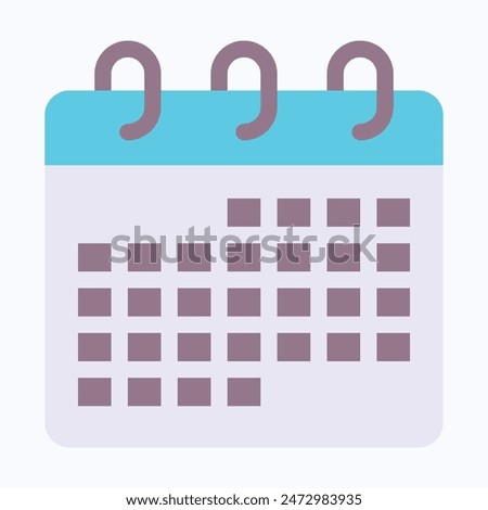 Calendar Filled Style, Vector Calendar. Flat Style Isolated Vector Icon. 