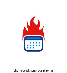 Calendar Fire Logo Icon Design