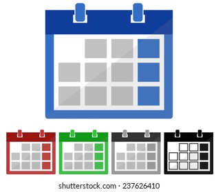 calendar in five colours - vector illustration fully editable, you can change form and color