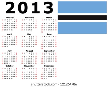 Calendar Flag Botswana