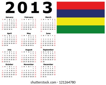 Calendar Flag Mauritius