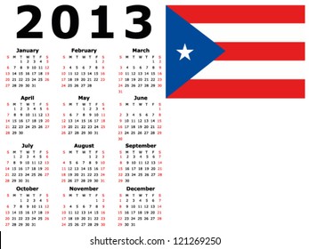 Calendar Flag Puerto Rico