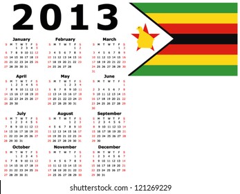 Calendar Flag Zimbabwe
