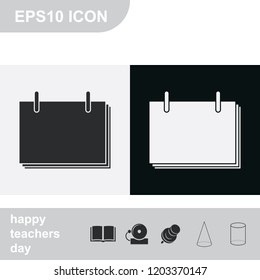 Calendar flat black and white vector icon.
