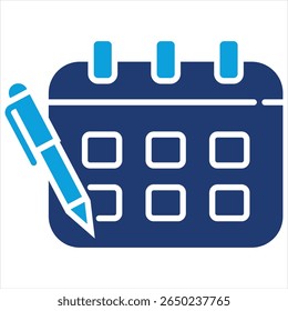 Kalender flach blau Symbol Vektorgrafik