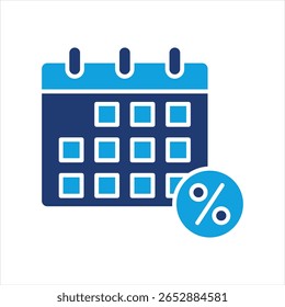 Ilustração do vetor de ícone azul plano do calendário