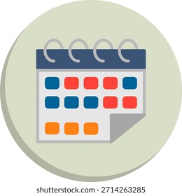 Icono de estilo de círculo plano de calendario
