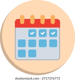 Calendar Flat Circle Style Icon