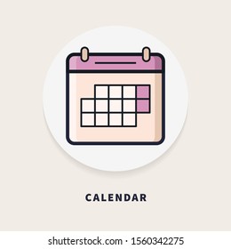 Calendar, flat design thin line banner, usage for e-mail newsletters, web banners, headers, blog posts, print and more. Vector illustration.