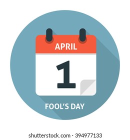 Calendar flat icon April 1. Fools Day illustration