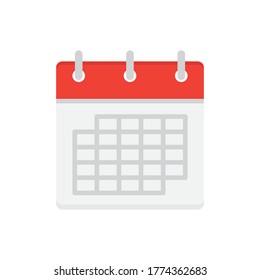 Icono plano del calendario, fecha, día, evento, planificación. Ilustración del vector aislada en fondo blanco