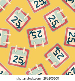Calendar flat icon, eps10 seamless pattern background