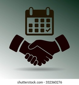 Calendar flat icon,  handshake - Vector
