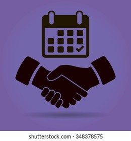Calendar flat icon,  handshake - Vector