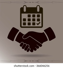 Calendar flat icon,  handshake - Vector