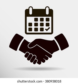 Calendar flat icon,  handshake - Vector
