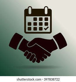 Calendar flat icon,  handshake - Vector