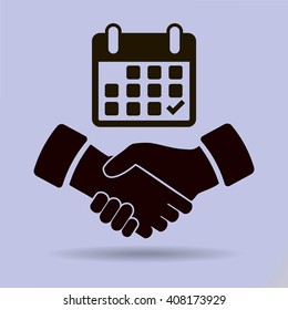 Calendar flat icon,  handshake - Vector
