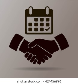 Calendar flat icon,  handshake - Vector