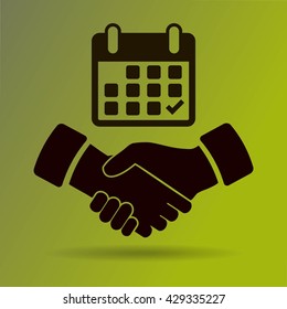 Calendar flat icon,  handshake - Vector