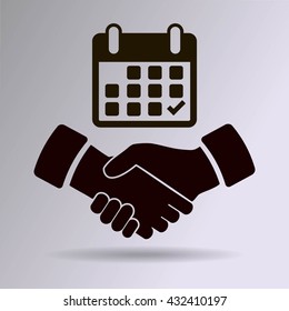 Calendar flat icon,  handshake - Vector