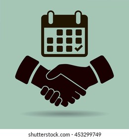 Calendar flat icon,  handshake - Vector
