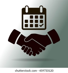 Calendar flat icon,  handshake - Vector