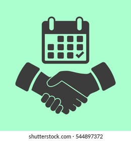 Calendar flat icon,  handshake - Vector