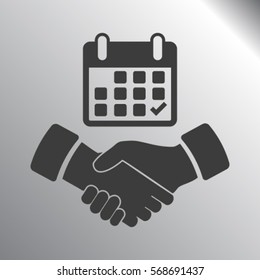 Calendar flat icon,  handshake - Vector