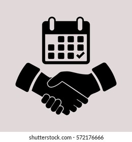 Calendar flat icon,  handshake - Vector