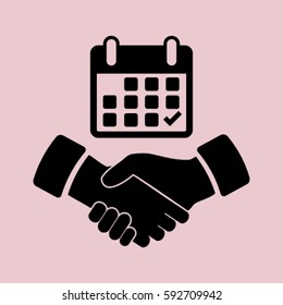 Calendar flat icon,  handshake - Vector
