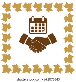 Calendar flat icon,  handshake vector illustration