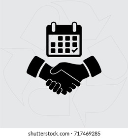 Calendar flat icon,  handshake vector illustration