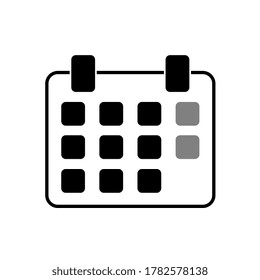 Icono plano del calendario aislado en ilustración vectorial de fondo blanco